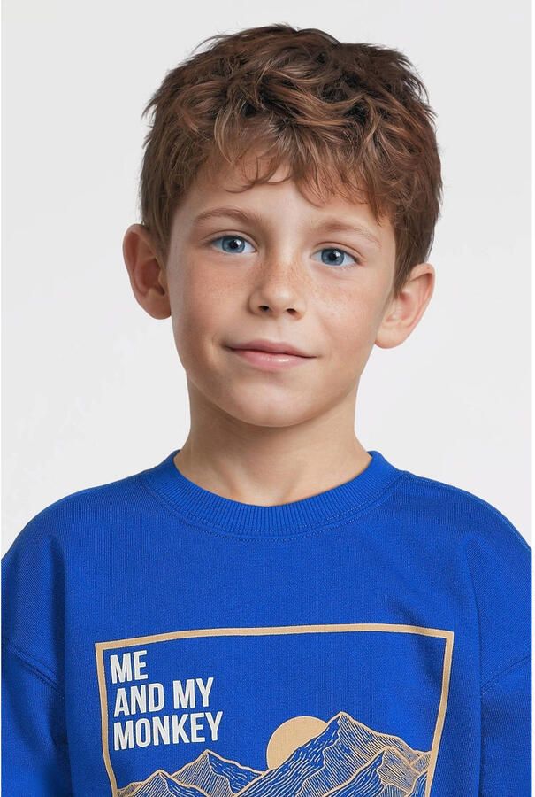 Me & My Monkey sweater met printopdruk blauw - Foto 2