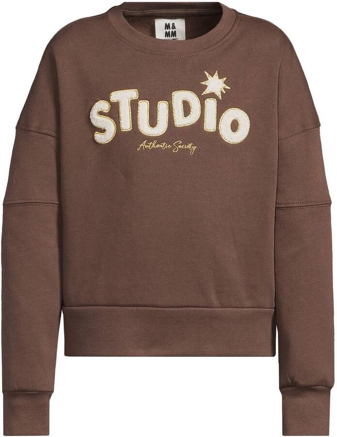 Me & My Monkey sweater met tekst donkerbruin