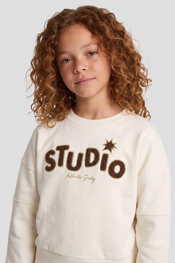 Me & My Monkey sweater met tekst ecru Tekst