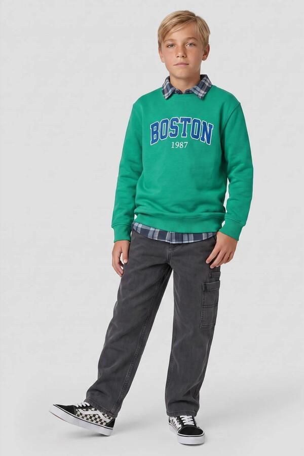 Me & My Monkey sweater met tekst groen Jongens Katoen Ronde hals Tekst - Foto 2