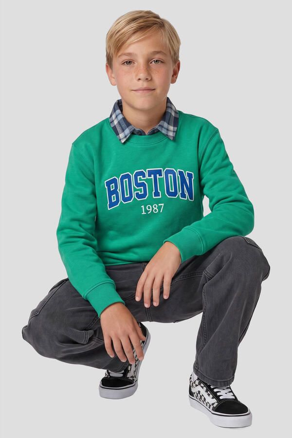 Me & My Monkey sweater met tekst groen Jongens Katoen Ronde hals Tekst - Foto 3