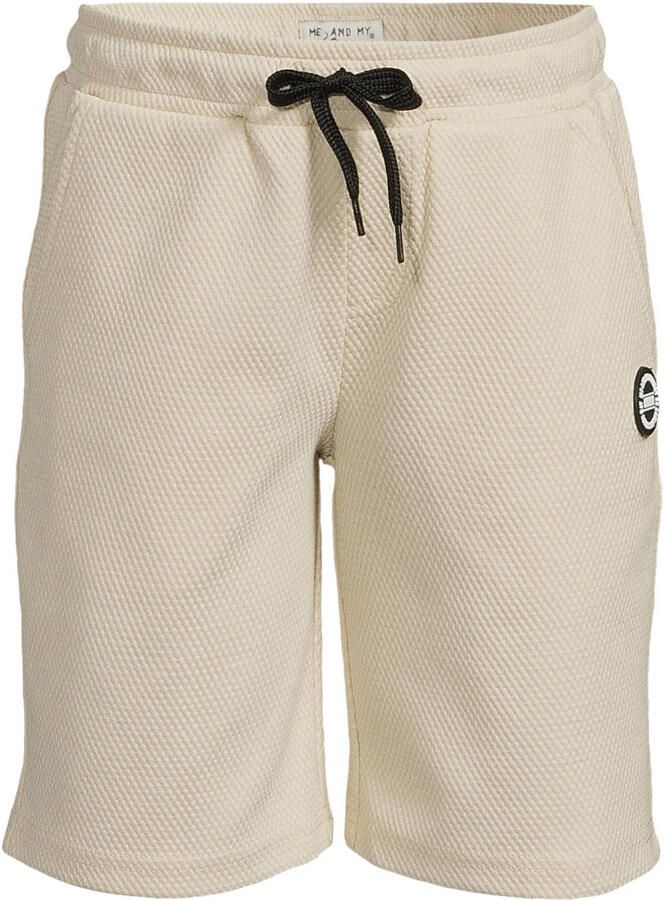 Me & My Monkey T-shirt + korte broek met textuur beige