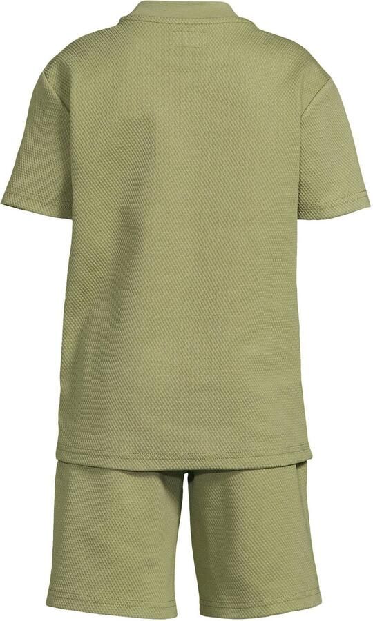 Me & My Monkey T-shirt + korte broek met textuur olijfgroen - Foto 2