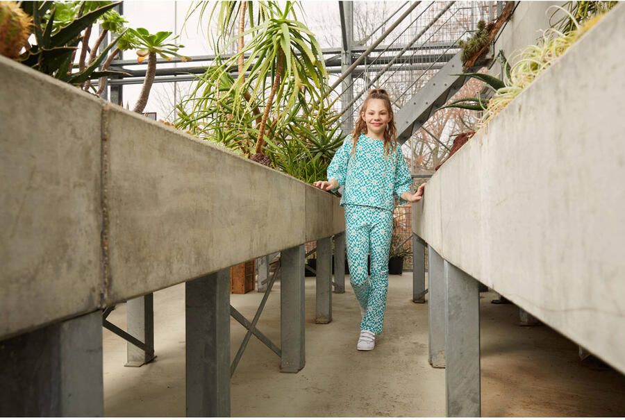 Me & My Monkey T-shirt Marie-Anne met all over print blauw wit Meisjes Sweat Ronde hals 140