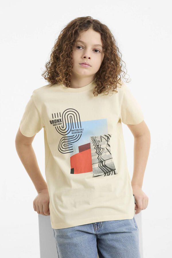 Me & My Monkey T-shirt met printopdruk beige - Foto 3