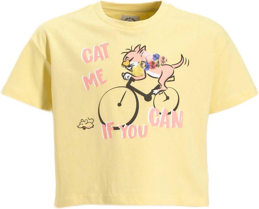 Me & My Monkey T-shirt met printopdruk geel