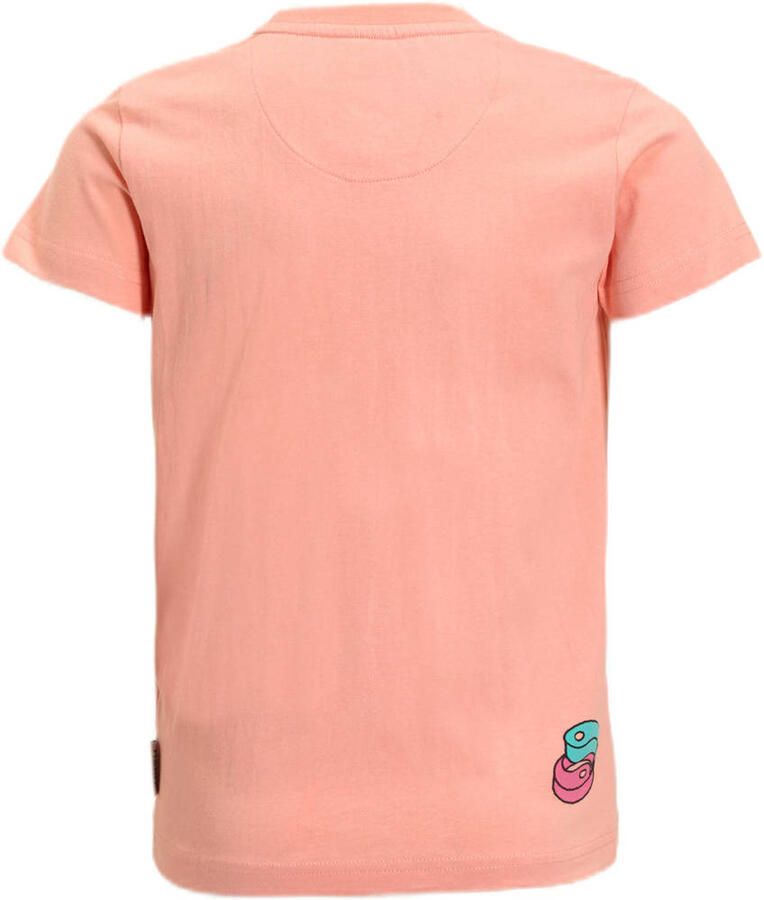 Me & My Monkey T-shirt met printopdruk koraalrood
