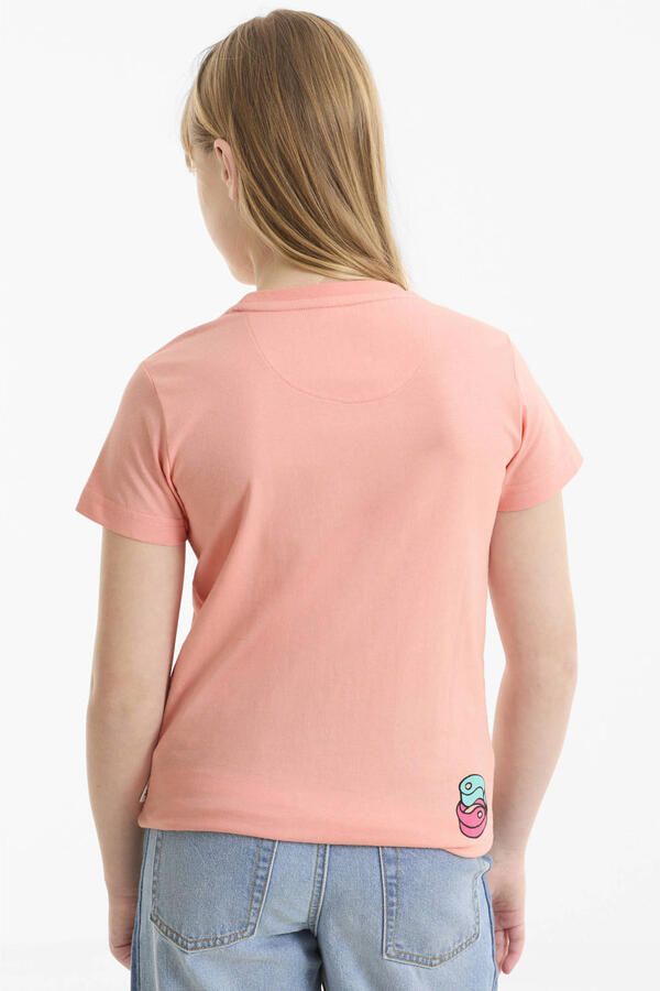 Me & My Monkey T-shirt met printopdruk koraalrood - Foto 3