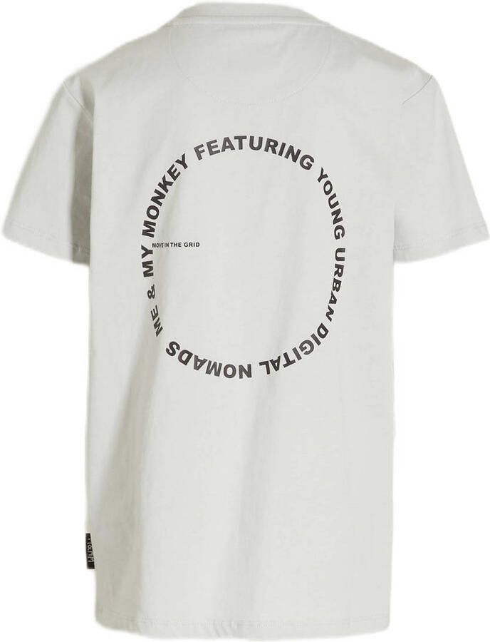 Me & My Monkey T-shirt Miles met printopdruk grijs Jongens Katoen Ronde hals 104