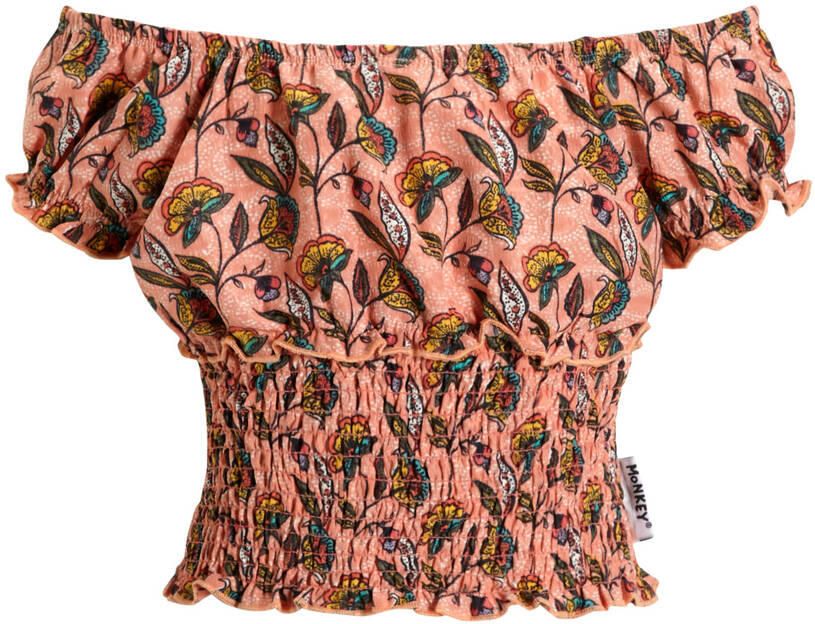 Me & My Monkey top Puka met all over print lichtroze Meisjes Polyester Off shoulder 116