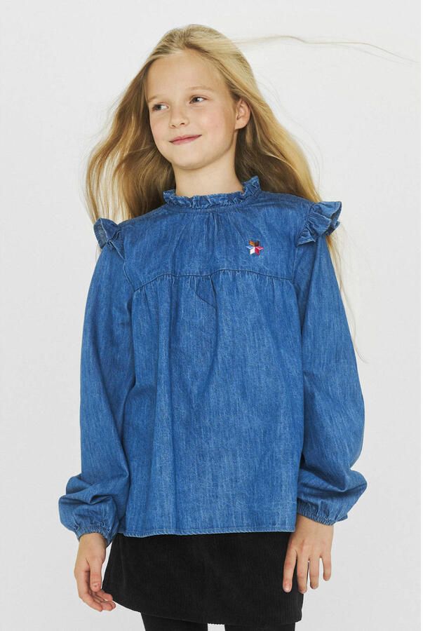 Me & My Monkey Top Roanne met borduursel blauw - Foto 2