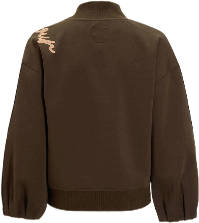 Me & My Monkey sweater met borduursel donkerbruin