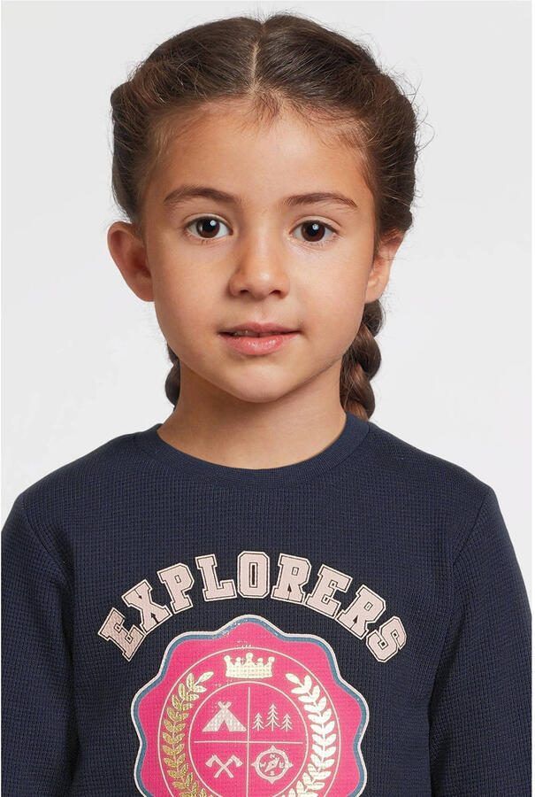 Me & My Monkey waffle longsleeve Isabella donkerblauw - Foto 2