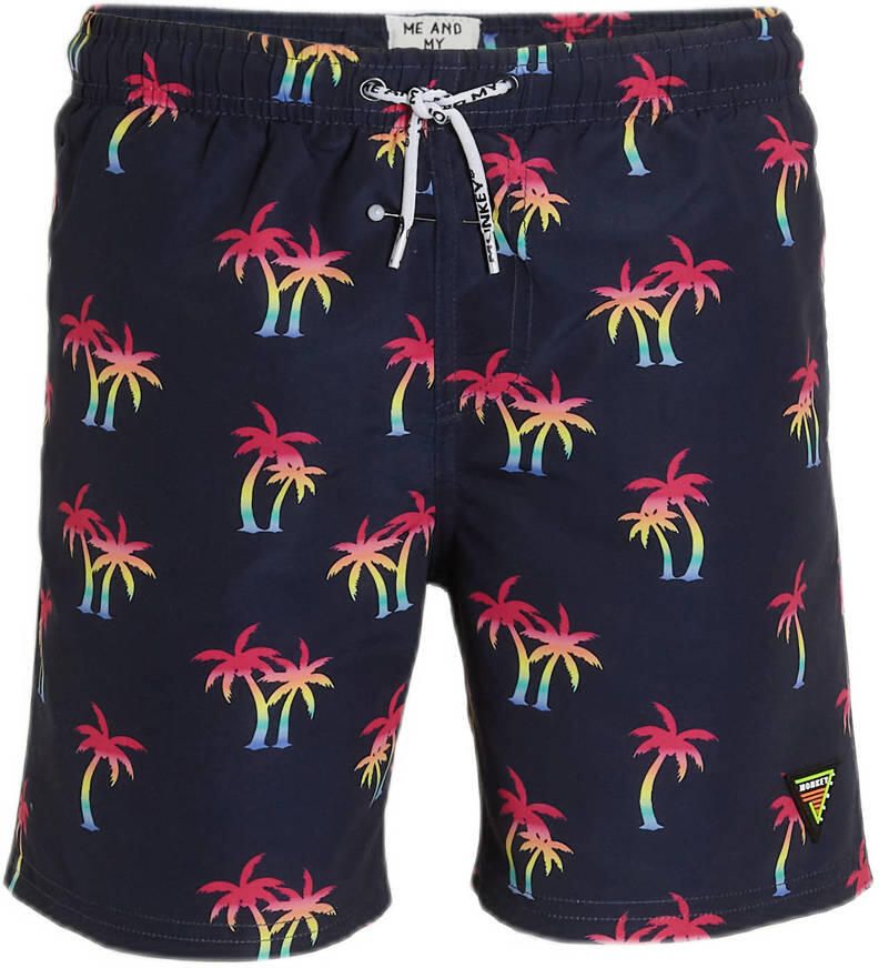 Me & My Monkey zwemshort Perren met all over print navy Blauw Jongens Polyester 116