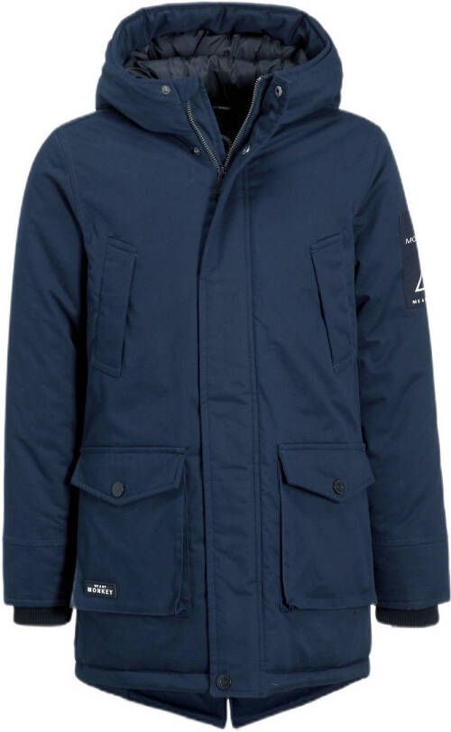 Me & My Monkey parka Nathan donkerblauw Jas Jongens Katoen Capuchon Effen 128