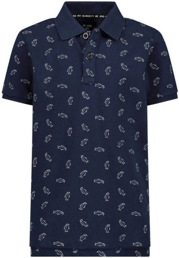 Me & My Monkey polo van katoen donkerblauw All over print 104-110