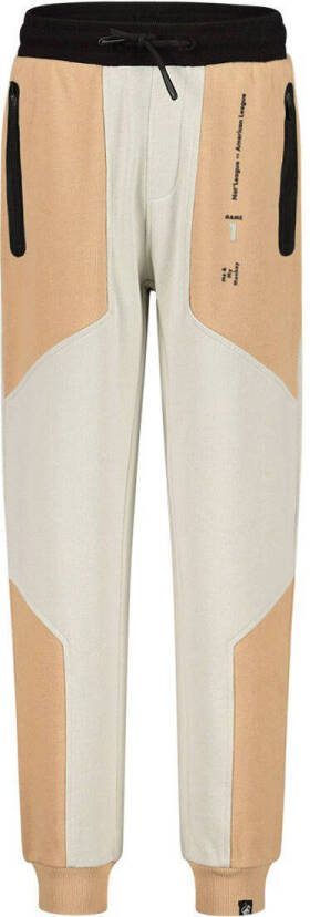 Me & My Monkey regular fit joggingbroek ecru zwart beige Jongens Katoen 116-122