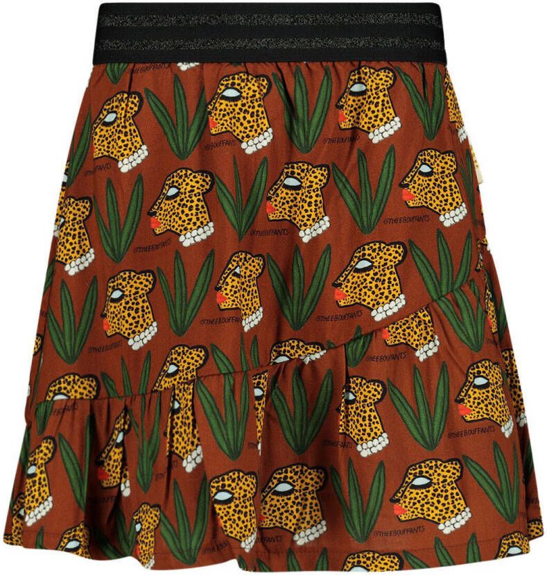 Me & My Monkey rok met all over print bruin groen zwart Meisjes Viscose 140