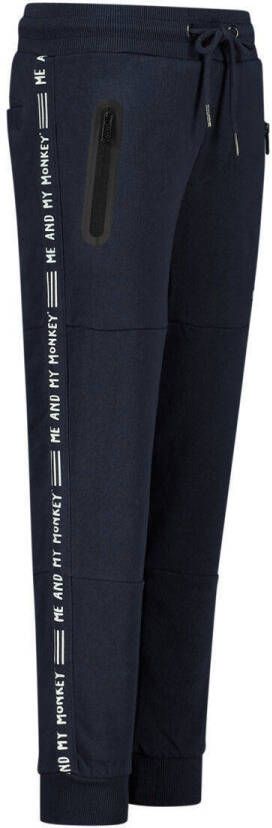 Me & My Monkey slim fit joggingbroek marine Blauw Jongens Katoen Effen 128