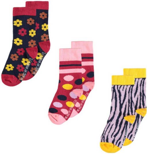 Me & My Monkey sokken met all-over print set van 3 multi Meisjes Katoen 27-30