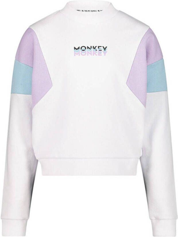 Me & My Monkey sweater Jess wit lichtblauw lila Meerkleurig 128-134