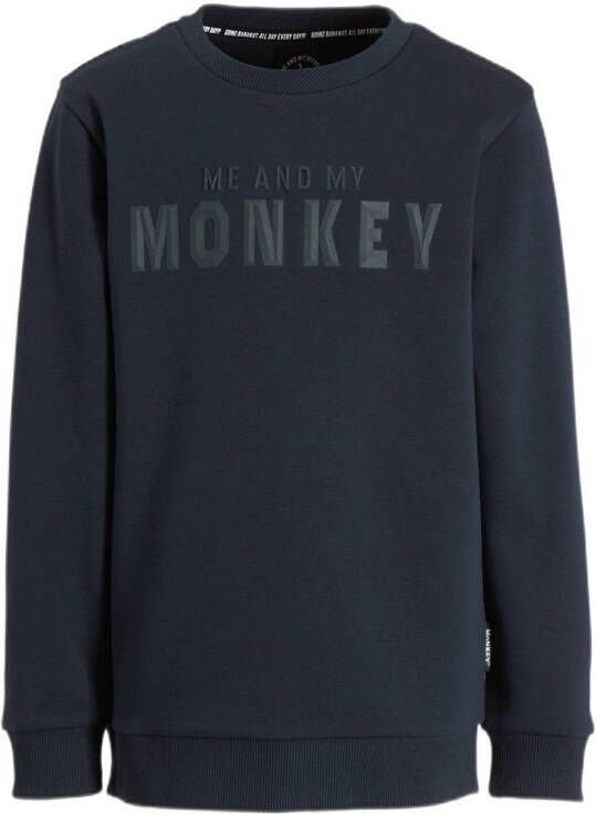 Me & My Monkey sweater Micha met logo blauw Logo 128