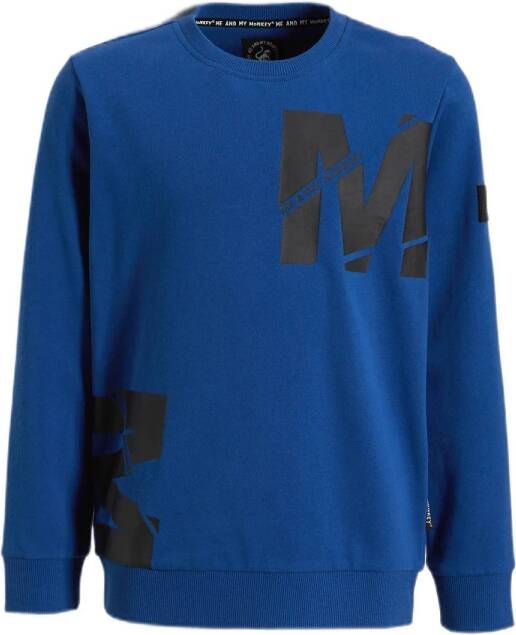 Me & My Monkey sweater Nidal blauw Trui Jongens Katoen Ronde hals Logo 116