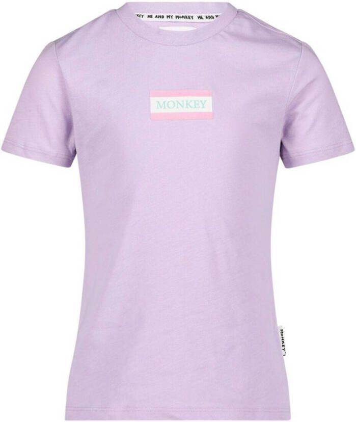 Me & My Monkey T-shirt June met logo lila Paars Meisjes Katoen Ronde hals 116-122