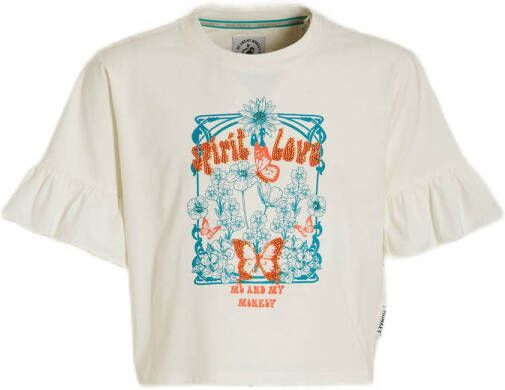 Me & My Monkey T-shirt Maartje met printopdruk wit Meisjes Stretchkatoen Ronde hals 104