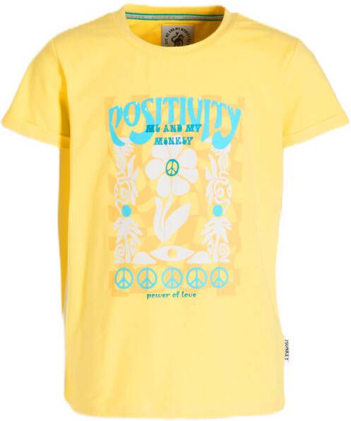 Me & My Monkey T-shirt Marit met printopdruk geel Meisjes Stretchkatoen Ronde hals 140