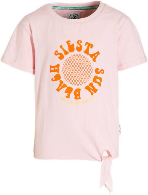 Me & My Monkey T-shirt Marjella met printopdruk roze Meisjes Stretchkatoen Ronde hals 104