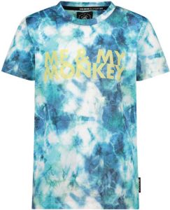 Me & My Monkey T-shirt met all over print blauw wit geel