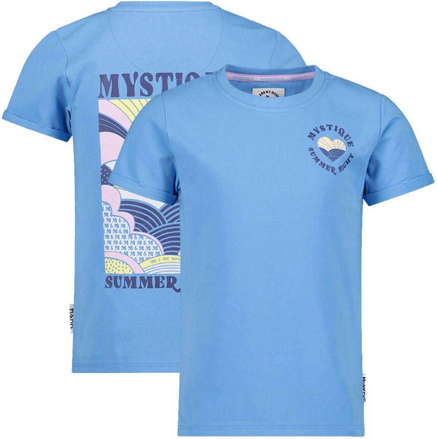 Me & My Monkey T-shirt met backprint blauw Meisjes Stretchkatoen Ronde hals 104-110
