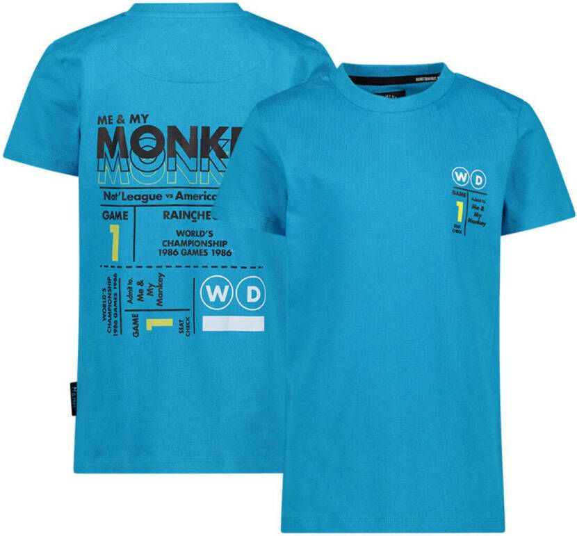 Me & My Monkey T-shirt met backprint blauw Jongens Katoen Ronde hals Backprint 140-146