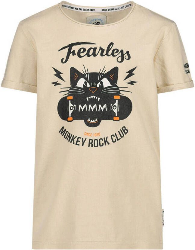 Me & My Monkey T-shirt met printopdruk beige Jongens Katoen Ronde hals 116