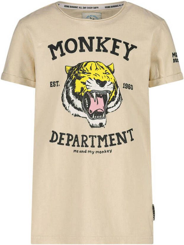 Me & My Monkey T-shirt met printopdruk beige