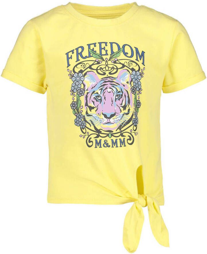 Me & My Monkey T-shirt met printopdruk geel Meisjes Stretchkatoen Ronde hals 104-110
