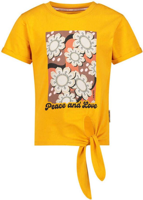 Me & My Monkey T-shirt met printopdruk geel Meisjes Stretchkatoen Ronde hals 164-170