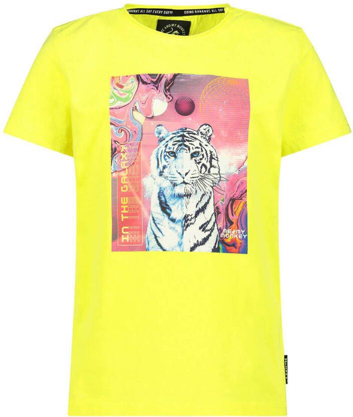 Me & My Monkey T-shirt met printopdruk geel Jongens Katoen Ronde hals Printopdruk 140-146