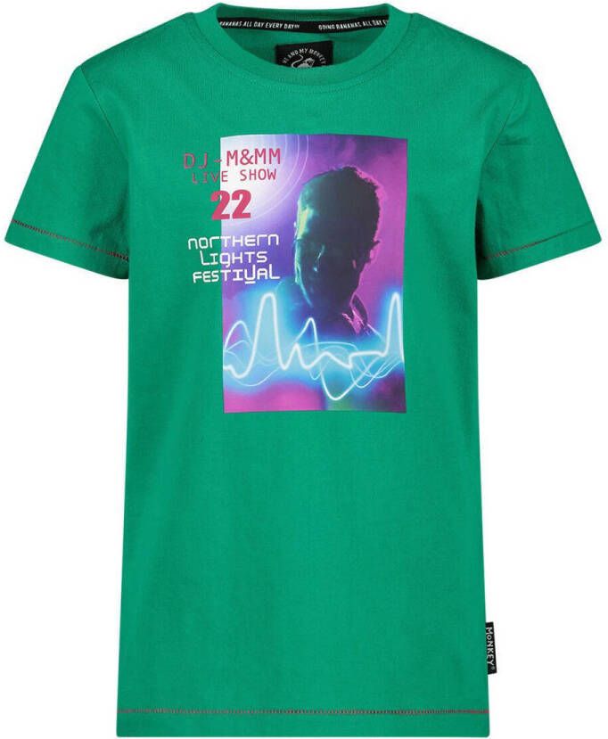 Me & My Monkey T-shirt met printopdruk groen Jongens Katoen Ronde hals 116-122