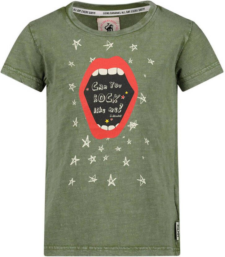 Me & My Monkey T-shirt met printopdruk groen zwart Meisjes Katoen Ronde hals 104