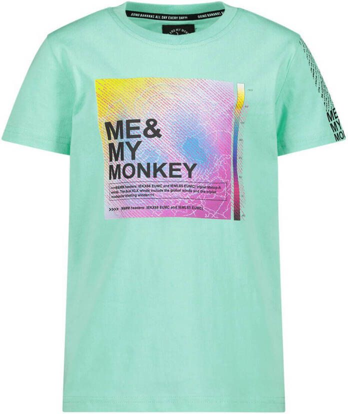 Me & My Monkey T-shirt met printopdruk mintgroen