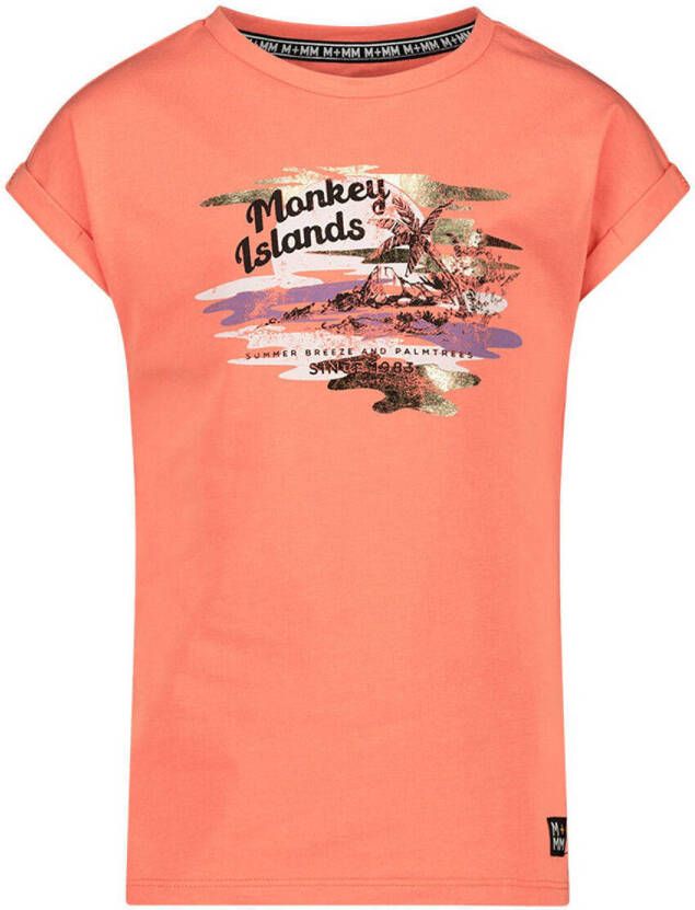 Me & My Monkey T-shirt met printopdruk oranje Meisjes Stretchkatoen Ronde hals 104