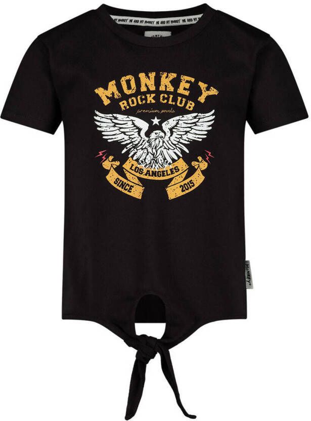 Me & My Monkey T-shirt met printopdruk zwart Meisjes Stretchkatoen Ronde hals 128