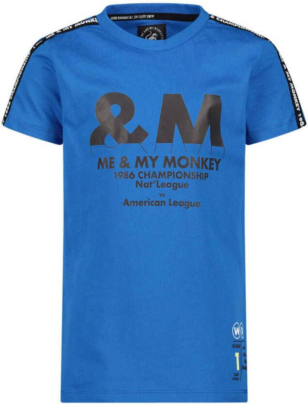 Me & My Monkey T-shirt met tekst blauw Jongens Katoen Ronde hals Tekst 104-110