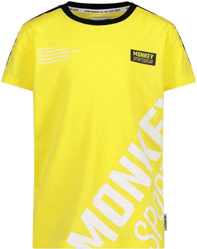 Me & My Monkey T-shirt met tekst geel wit zwart Jongens Katoen Ronde hals 104