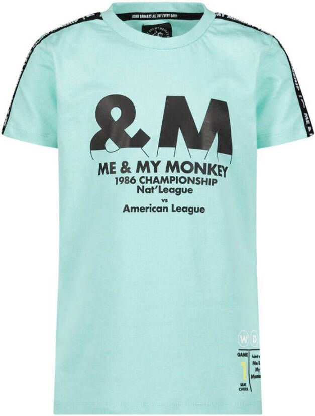 Me & My Monkey T-shirt met tekst mintgroen