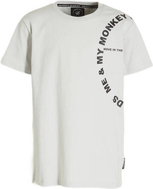 Me & My Monkey T-shirt Milan met printopdruk grijs Jongens Katoen Ronde hals 104