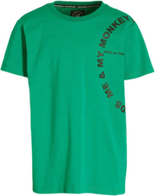 Me & My Monkey T-shirt Milan met printopdruk groen Jongens Katoen Ronde hals 104