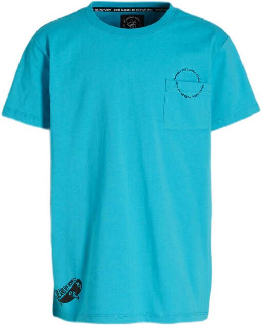 Me & My Monkey T-shirt Miles met printopdruk blauw Jongens Katoen Ronde hals 104